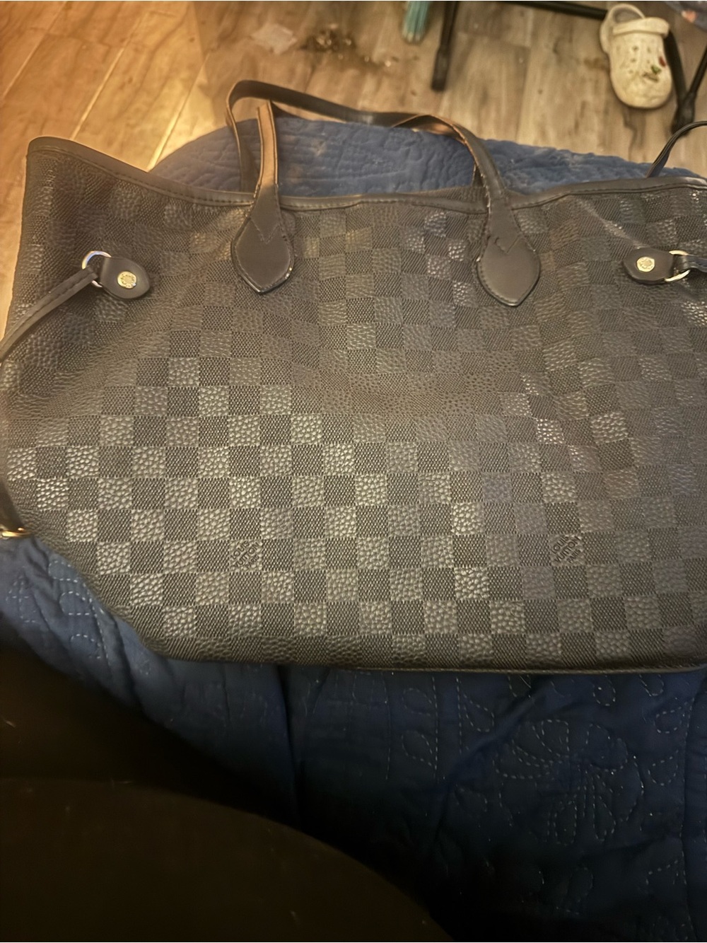 Louis Vuitton Black Damier Checkered Tote